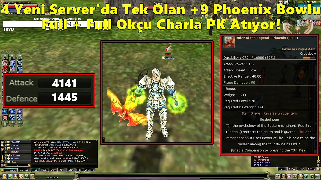 VolkanHappiness | 4 Yeni Server'da Tek Olan +9 Phoenix Bowlu Okçu Charla PK Atıyor! | Knight Online