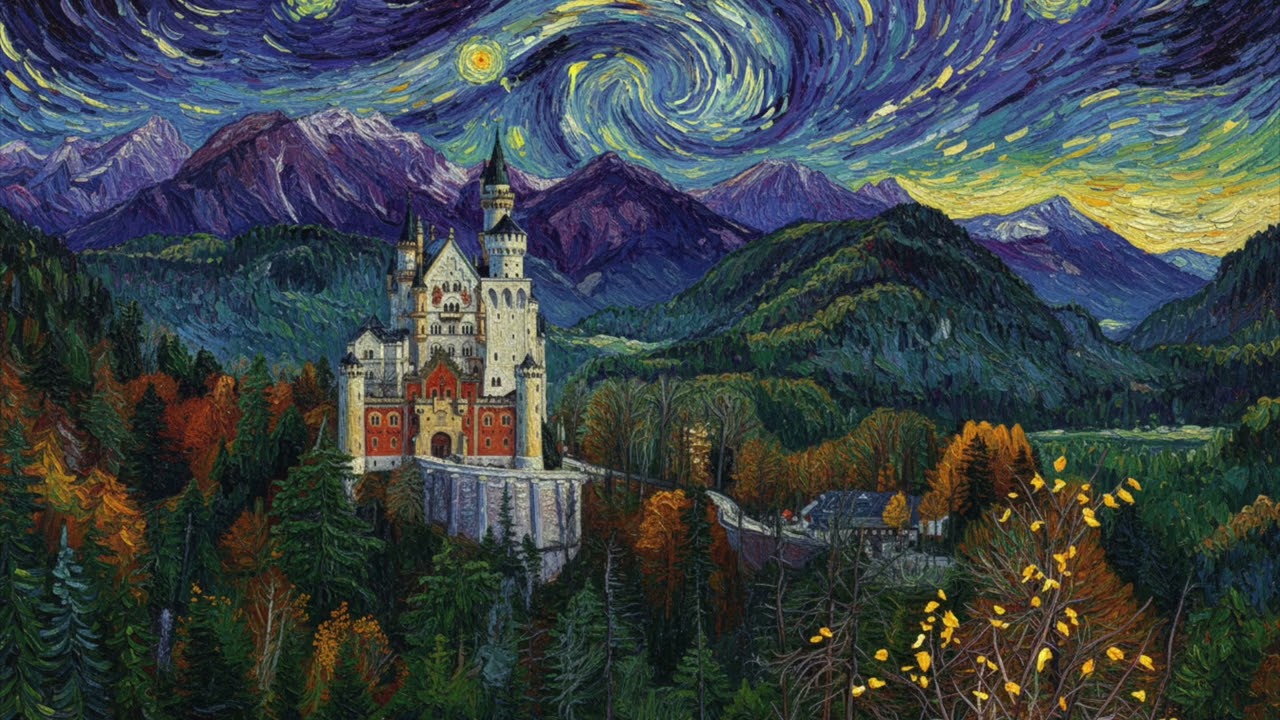 Turn Your TV Into Art | Van Gogh–Inspired Neuschwanstein Castle | 1 Hour of HD Art