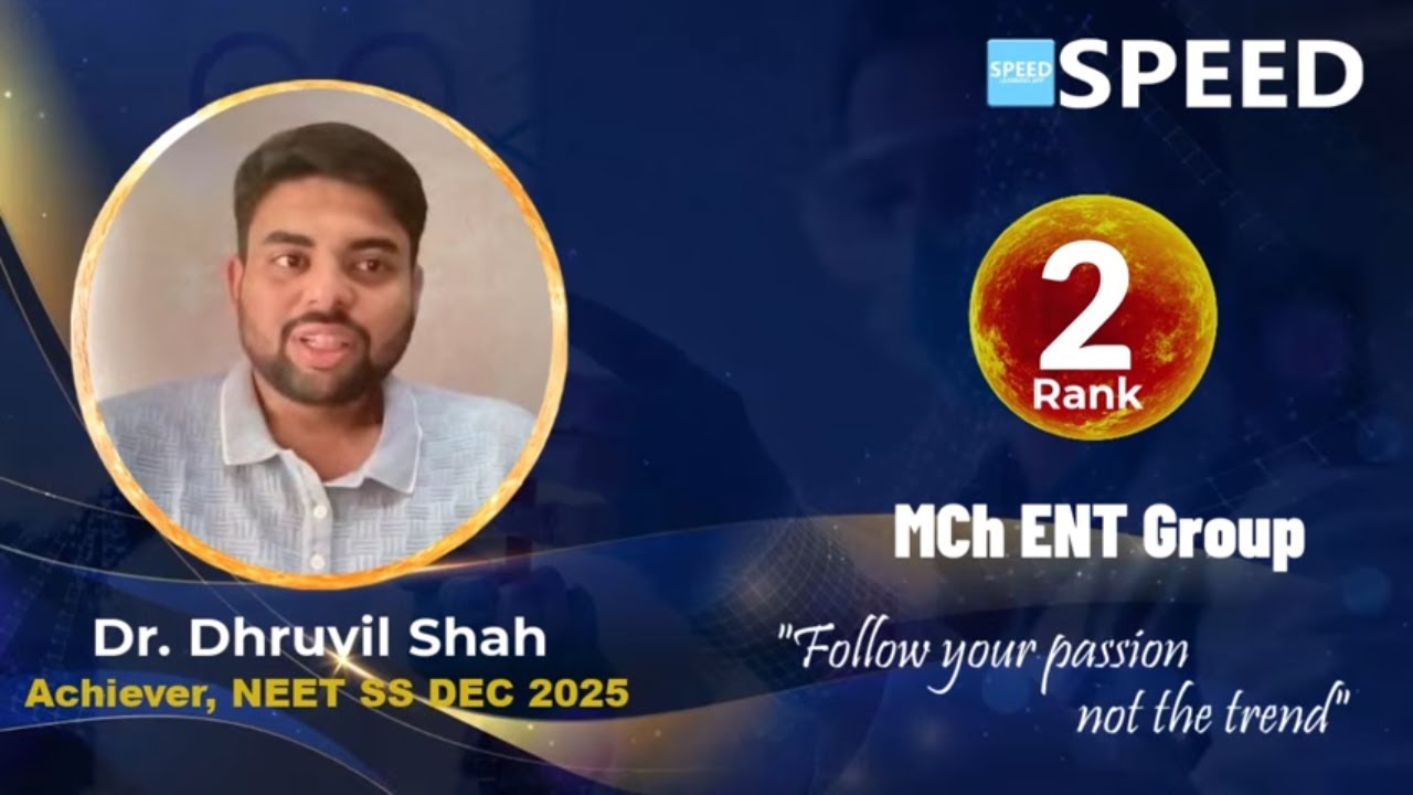 NEET SS 2025, Rank 2 | Dr. Dhruvil Shah | MCh ENT | SPEED
