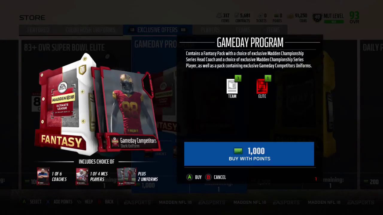 Madden 18 Ultimate Team New Gameday Program Bundle - Madden Championship Player, Coach and Uniform