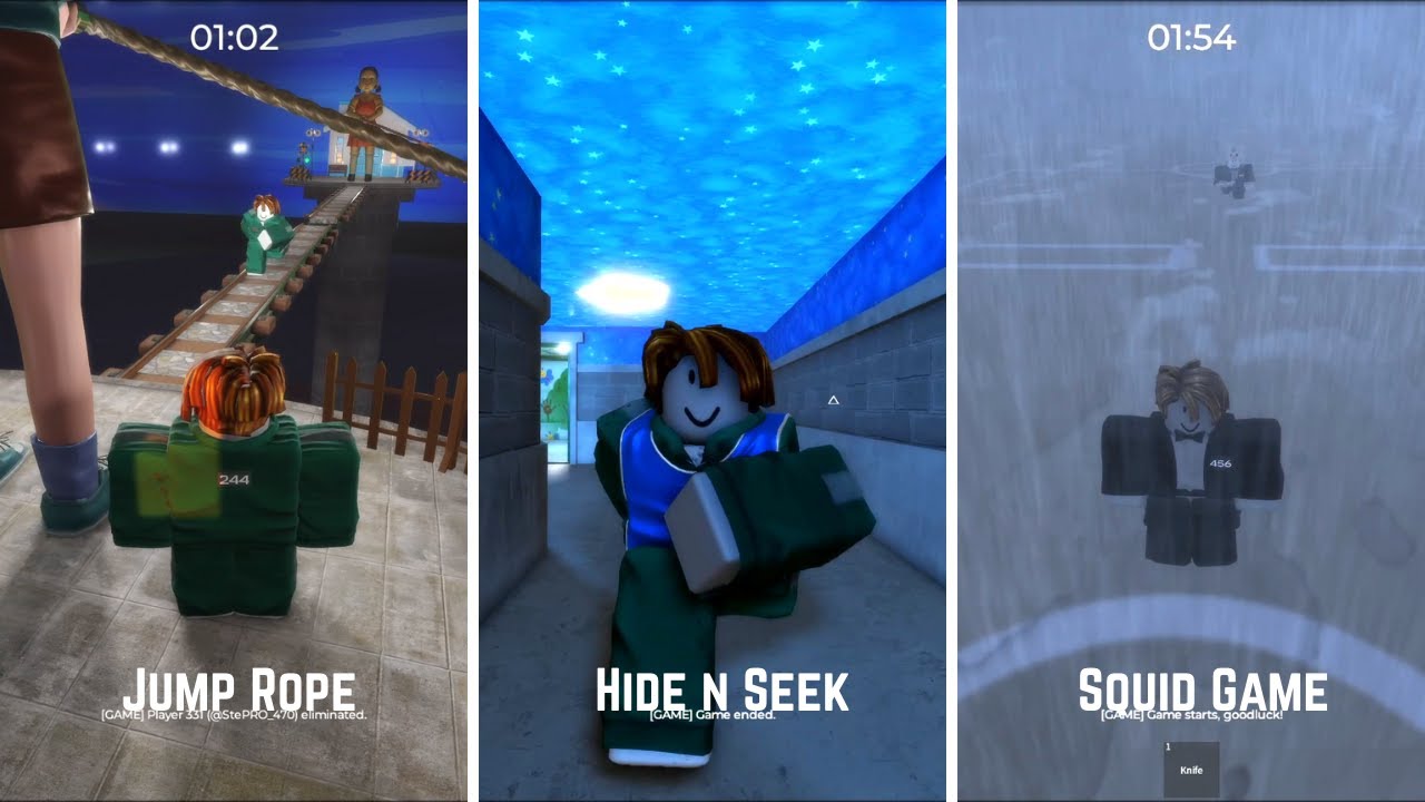 Round six - (Hide n Seek +Jump Rope + Dinner +  Squid Game) | Roblox