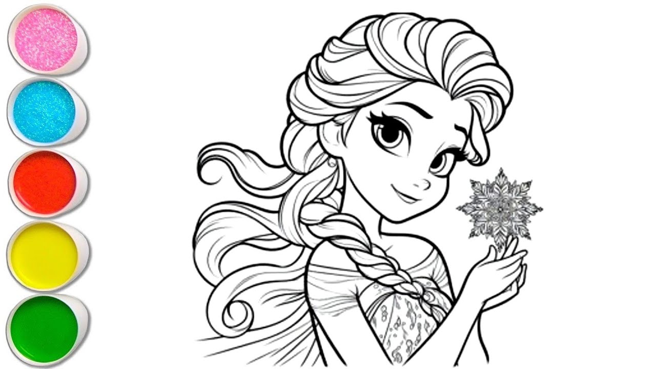 Cute Elsa Frozen Drawing for kids, Painting & Coloring for kids, Toddlers | Let's Draw Together