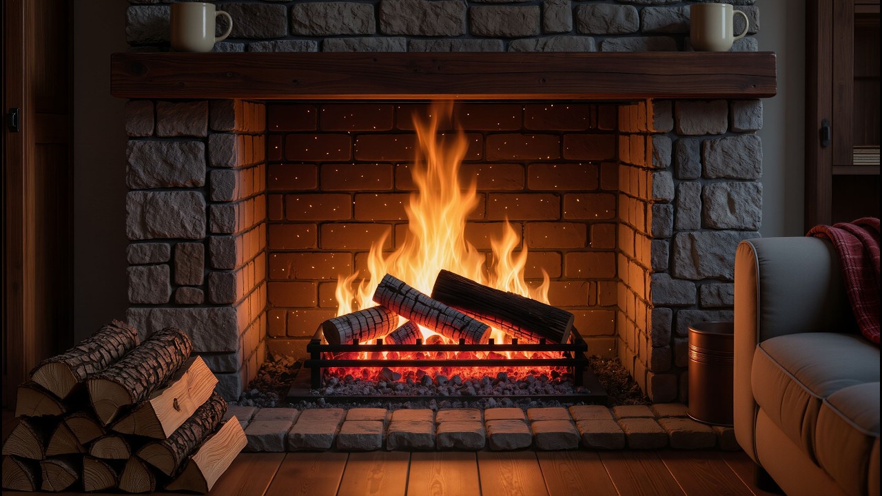 Fireplace Evenings of Calm Burning Logs