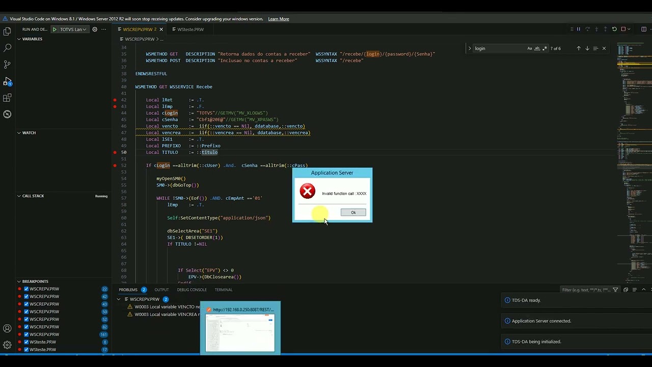 DEBUGANDO WS Rest com VSCODE. TOTVS ADVPL PROTHEUS
