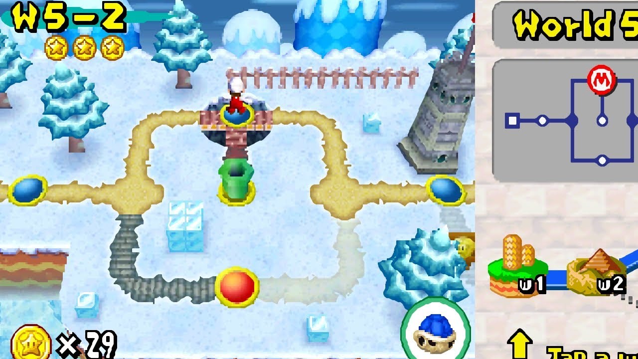 World 5-2 | Star Coins and Secret Exit to the Pipe | New Super Mario Bros DS