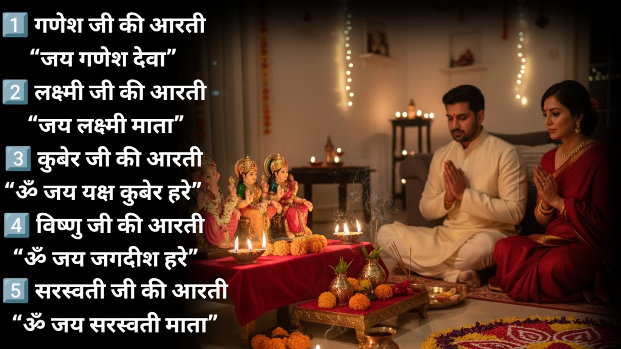 🪔 दीपावली पूजन आरती संग्रह | गणेश लक्ष्मी कुबेर विष्णु सरस्वती आरती | Diwali Special Aarti 2025