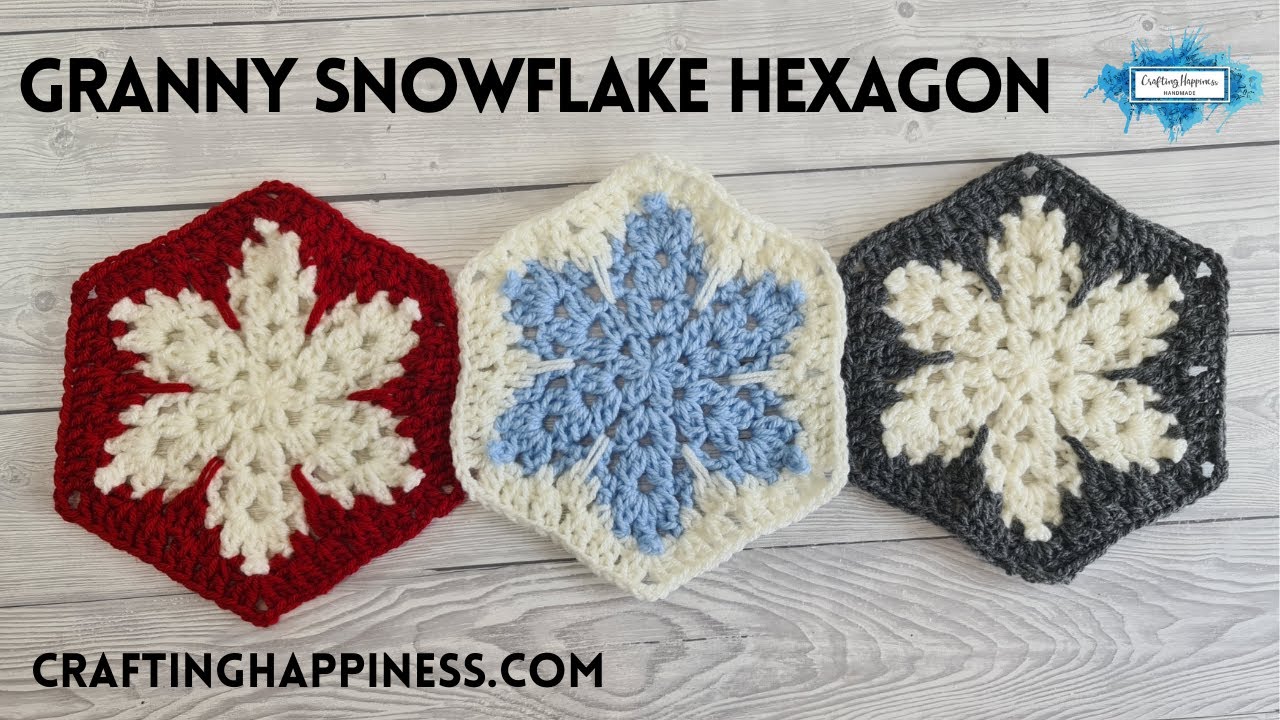 Crochet Granny Snowflake Hexagon Motif Pattern Tutorial | Crafting Happiness