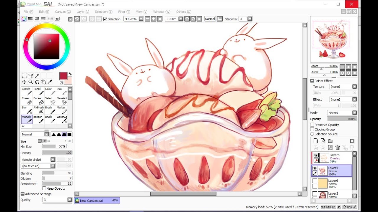 【SAI】Bunny Sundae Speedpaint ღවꇳවღ