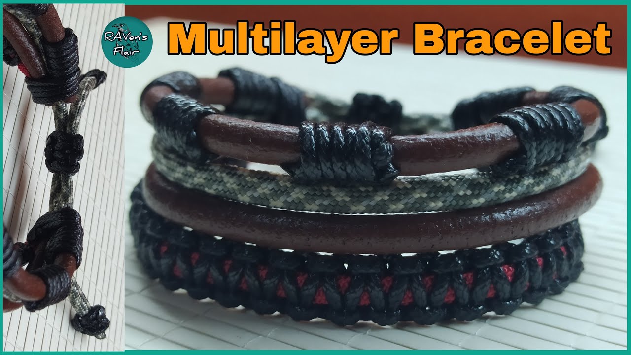 How to make Multilayer Paracord and Leather bracelet (Multilayer Bracelet)