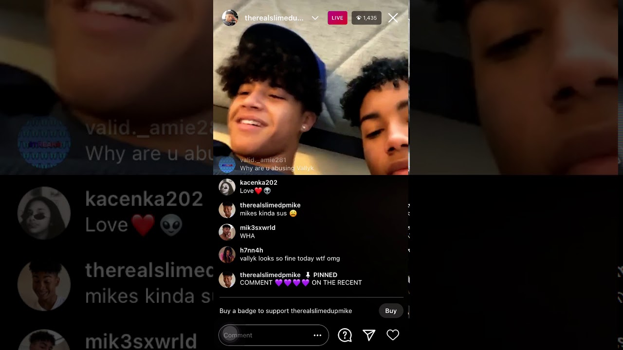 realslimedupmike instagram live with vallyk pena