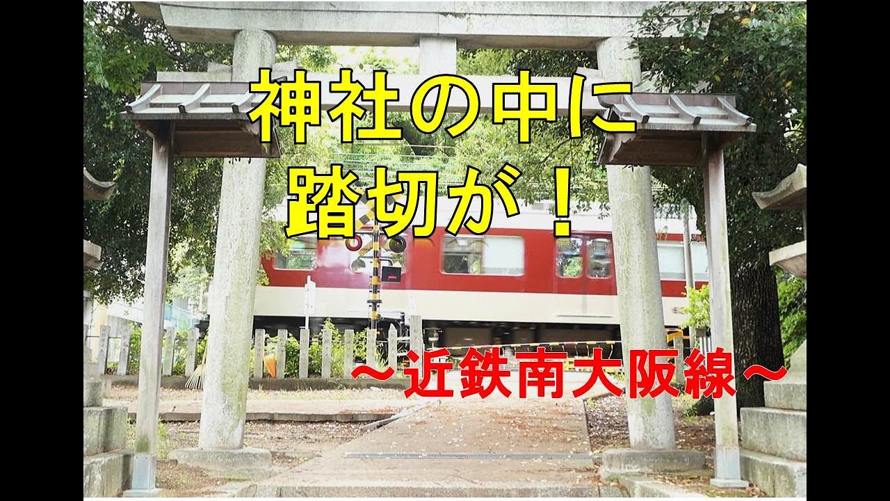 神社の中に踏切が！？近鉄南大阪線