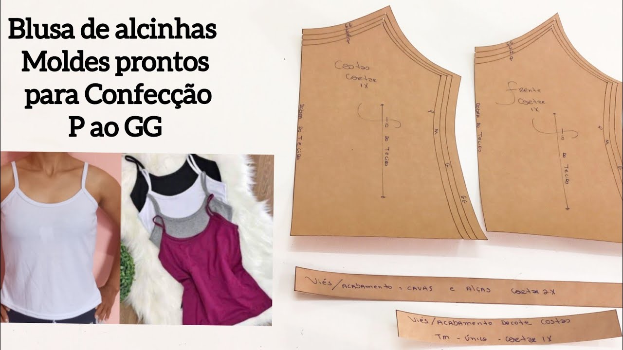 Moldes Prontos para Confec&ccedil;&atilde;o Tamanho P ao GG Modelagem para malha