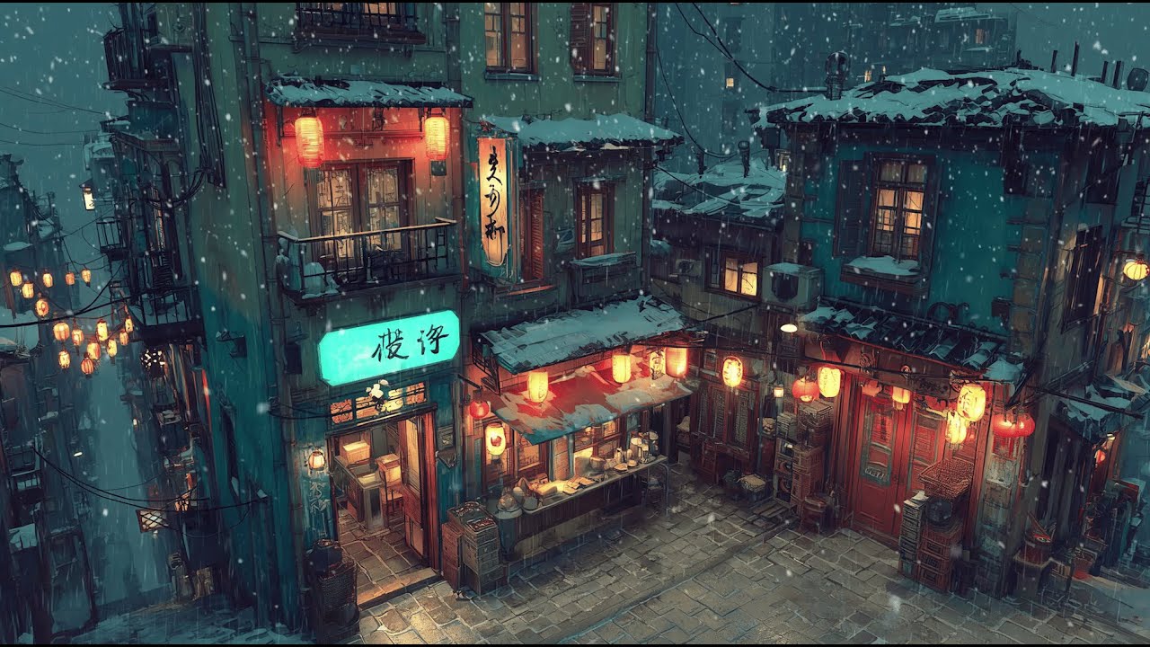 Watching Snow Fall While Studying 🎧 calm lofi beats for deep focus and quiet nights | Rainy Ryokan
