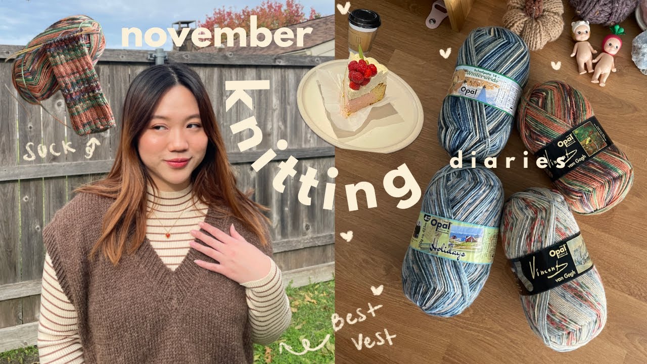 cozy knitting vlog 🤍 wearing my knits & sock knitting 🧦 | vlog 23