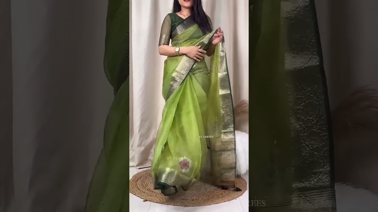 Organza Stone mirror work saree Limited Stock 