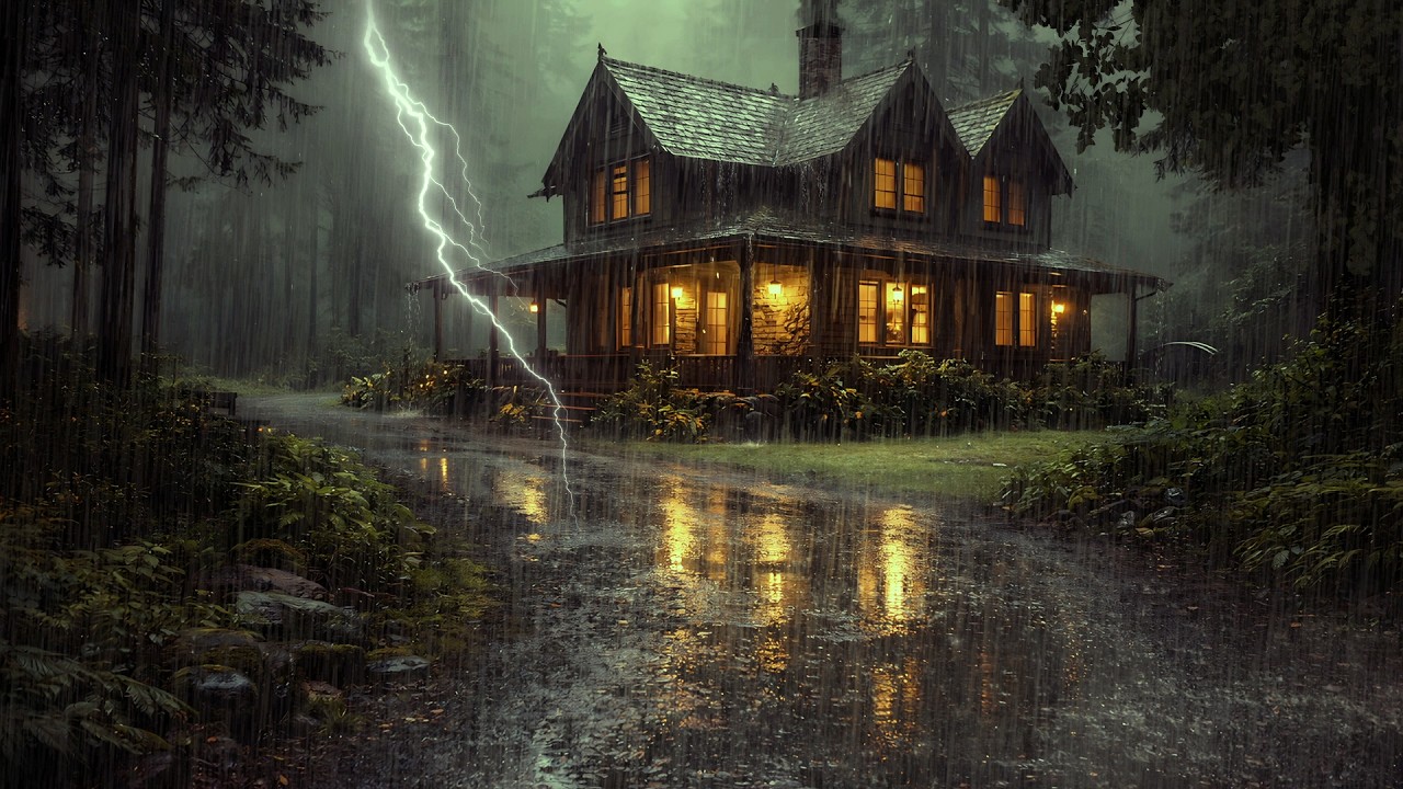 Sleep Instantly 🌧️ Powerful Thunder & Rain in a Midnight Forest