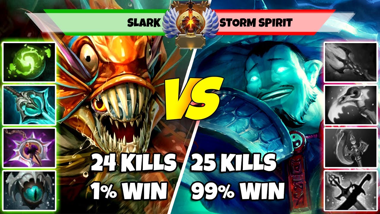 SLARK (керри) против STORM SPIRIT (мид) - Эпическая битва игроков Dota 2 божественного ранга - Z ...