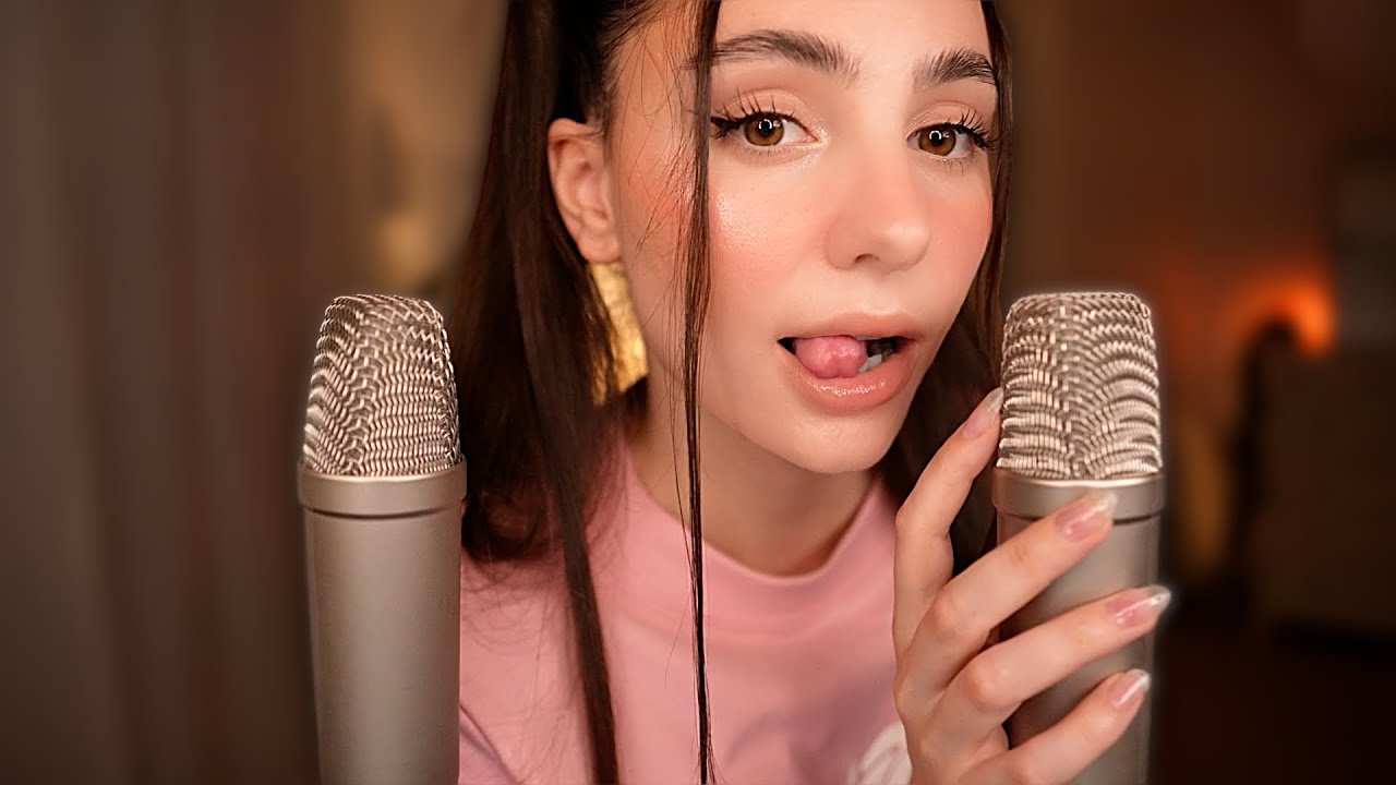 ASMR czyste mokre dźwięki ust 👄 z 2 mikrofonami 🎙️🎙️ BEZ M&Oacute;WIENIA 🤫 BARDZO INTENSYWNE 💆&zwj;♀️