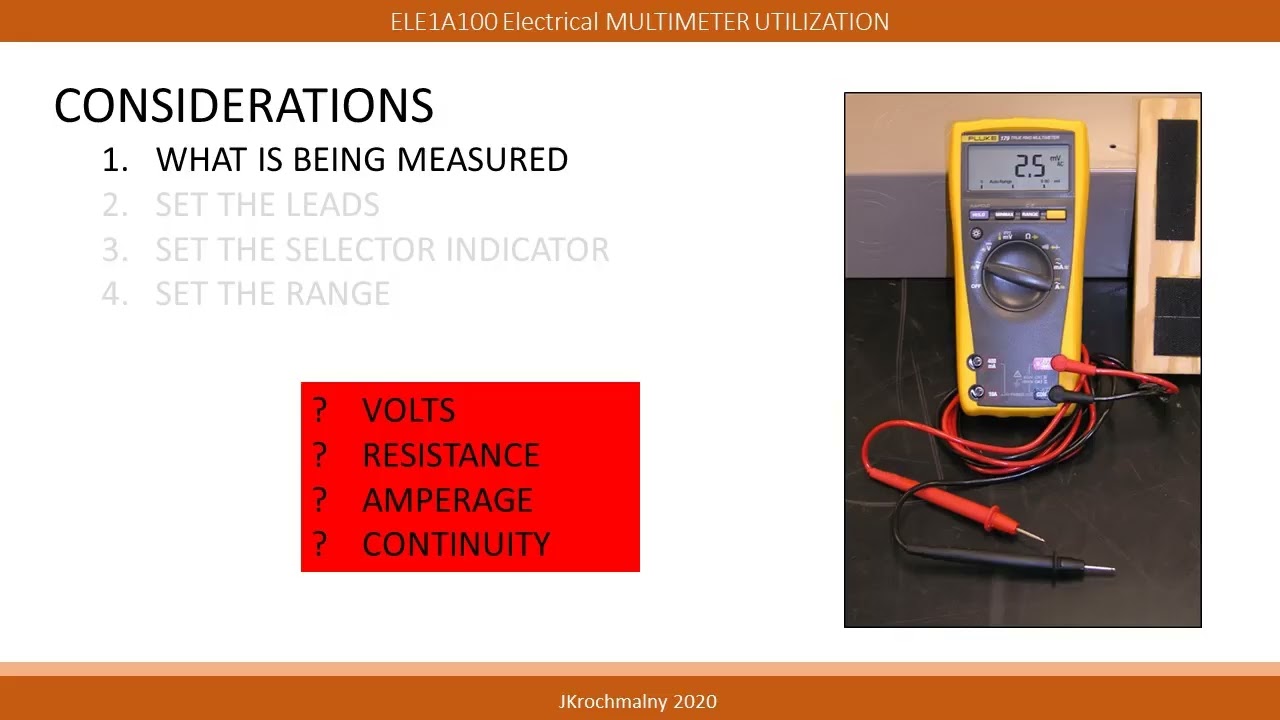 ELE1A100 Electrical MULTIMETER UTILIZATION