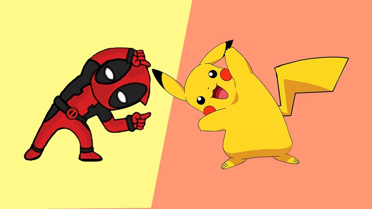 Pikachu and Deadpool Fusion Drawing.