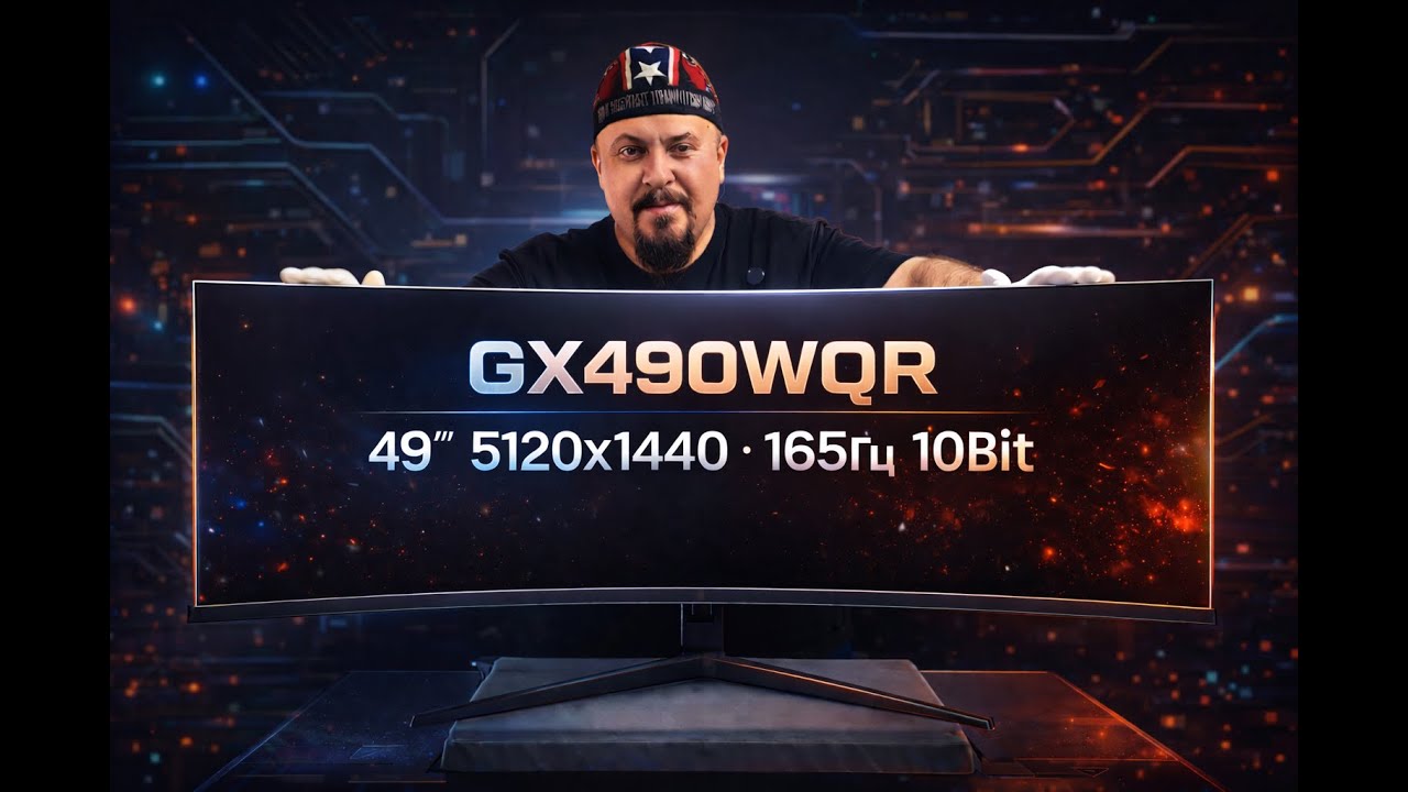 Монитор GX490WQR 49 дюмов 5120 на 1440 165 герц 10 bit VA Распаковка Обзор и Тесты