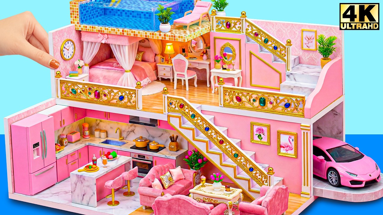 Make Bright Simple Mini House with Rooftop Pool & Luxury Bedroom 🌈❤️ | DIY Miniature House
