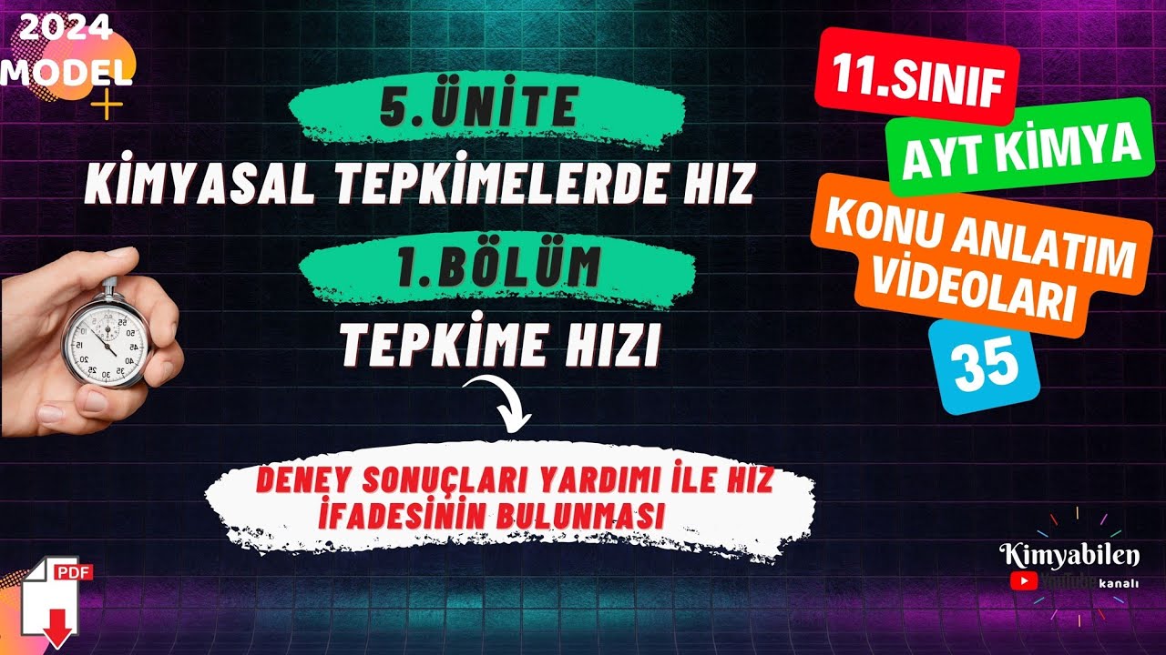 DENEY SONUÇLARINA GÖRE HIZ DENKLEMİ BULMA -  11. SINIF KİMYA - AYT KİMYA