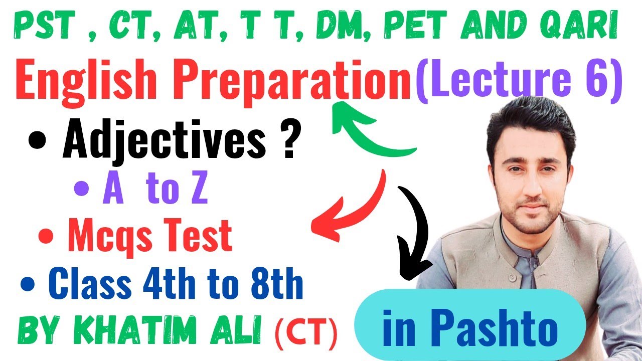 Adjectives | English Preparation | ETEA | Mcqs | Class 4th to 8th | kpk textbooks