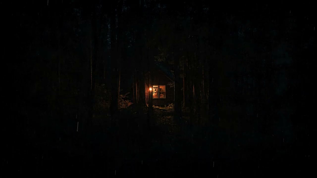 Fall Asleep Fast 🌙 Dark Forest Cabin Thunder & Rain Sounds for Deep Sleep & Calm Mind