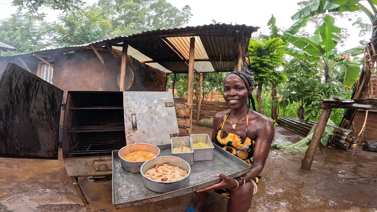 Baking Outdoors with Heavy Rains 🌧 In my African Village Home 🛖