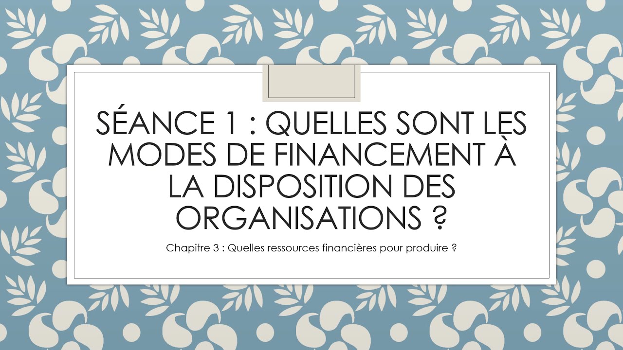 MSDGN - Term : Chapitre 3 - Quelles ressources financières pour produire ?