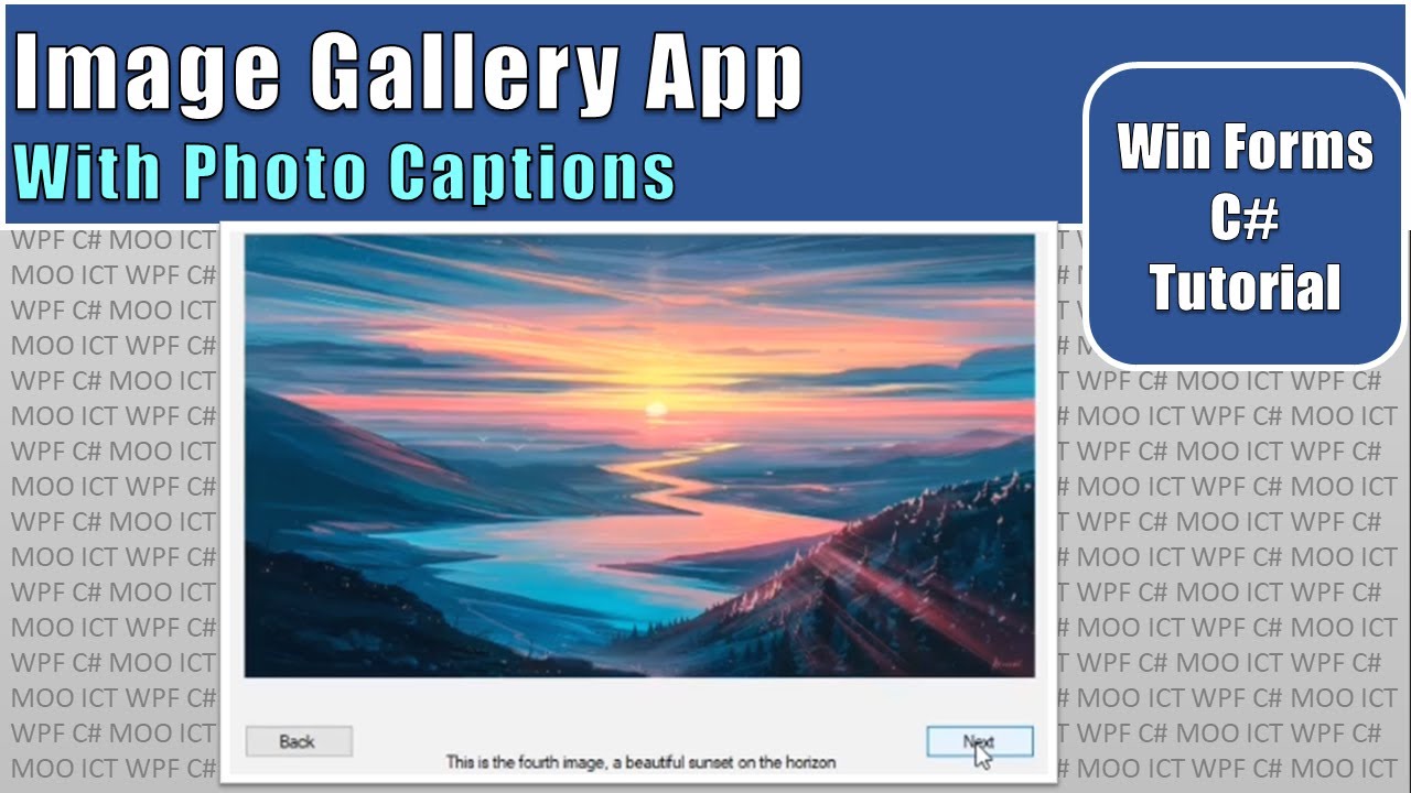 C# Tutorial - Create a simple image gallery with the image and a caption displayed in windows form