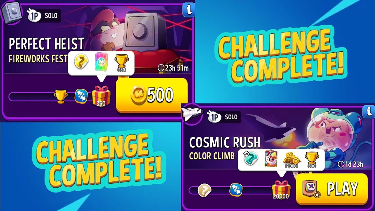 Gold Booster Fireworks Festival + Cosmic Rush Solo Challenge Color Climb Bomb's Away Match Masters
