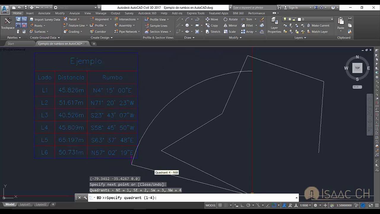 AutoCAD Civil 3D - Dibujar Polígonos por Rumbos y Distancias