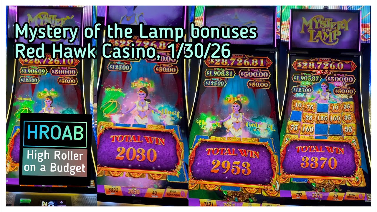 Nickel and ten cent denom bonuses on Mystery of the Lamp, Red Hawk 1/30/26