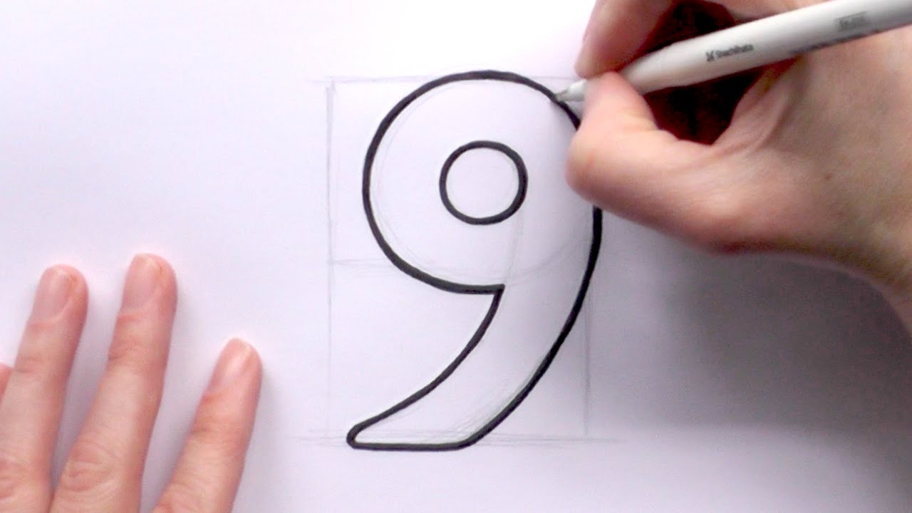 How To Draw A Cartoon Number 9 | Quick And Easy Bullet Journal Doodle Ideas | bujoTIGER (ZOOSHii)