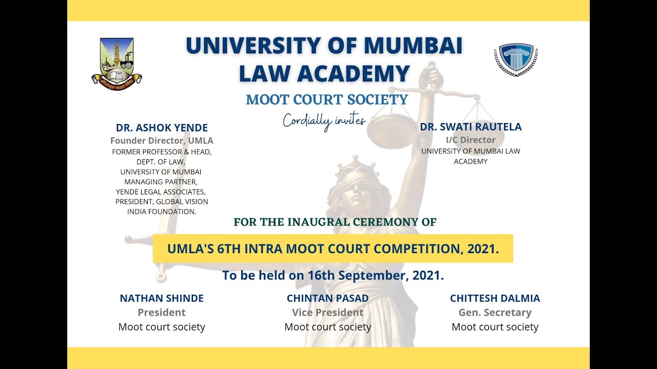 Inauguration Ceremony - 6th Intra Moot Court Competition 2021 (University of Mumbai Law Academy)