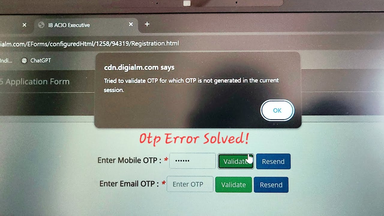 Error Solved &ldquo;Tried to validate OTP for which OTP is not generated in the current session&rdquo; IB CAT 