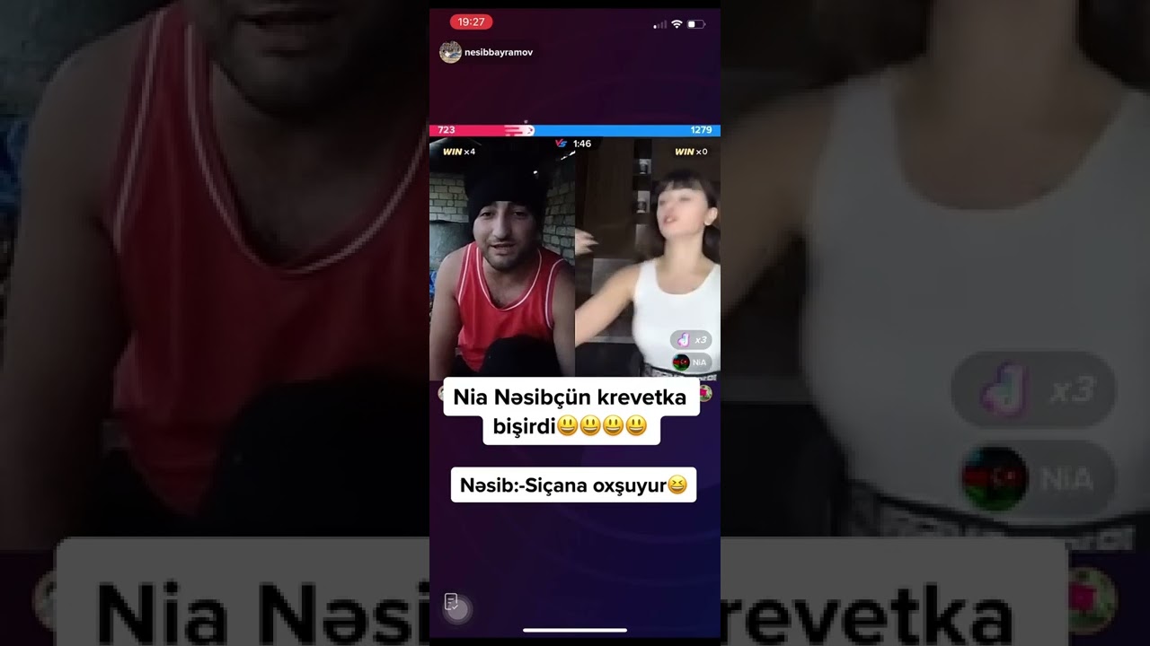 NIA KURBANOVA NESIB UCUN KREVETQA BISIRDI 😂😱 TIKTOK CANLI YAYIN YARISMA (2022)