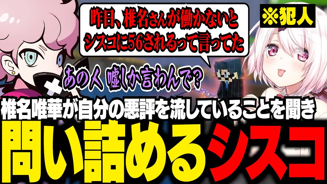 【VCRマイクラ】エリトラを渡すために椎名唯華を探していたら、自分の悪評を流されていることを聞いてしまうシスコ。２人の言い合いへと発展【Minecraft/ふらんしすこ/切り抜き】