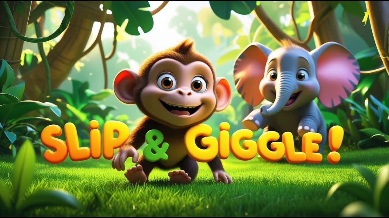 The Jungle Slip-and-Giggle Parade 🐒🐘 | Fun Jungle Poem for Kids | Funny Animal Rhymes