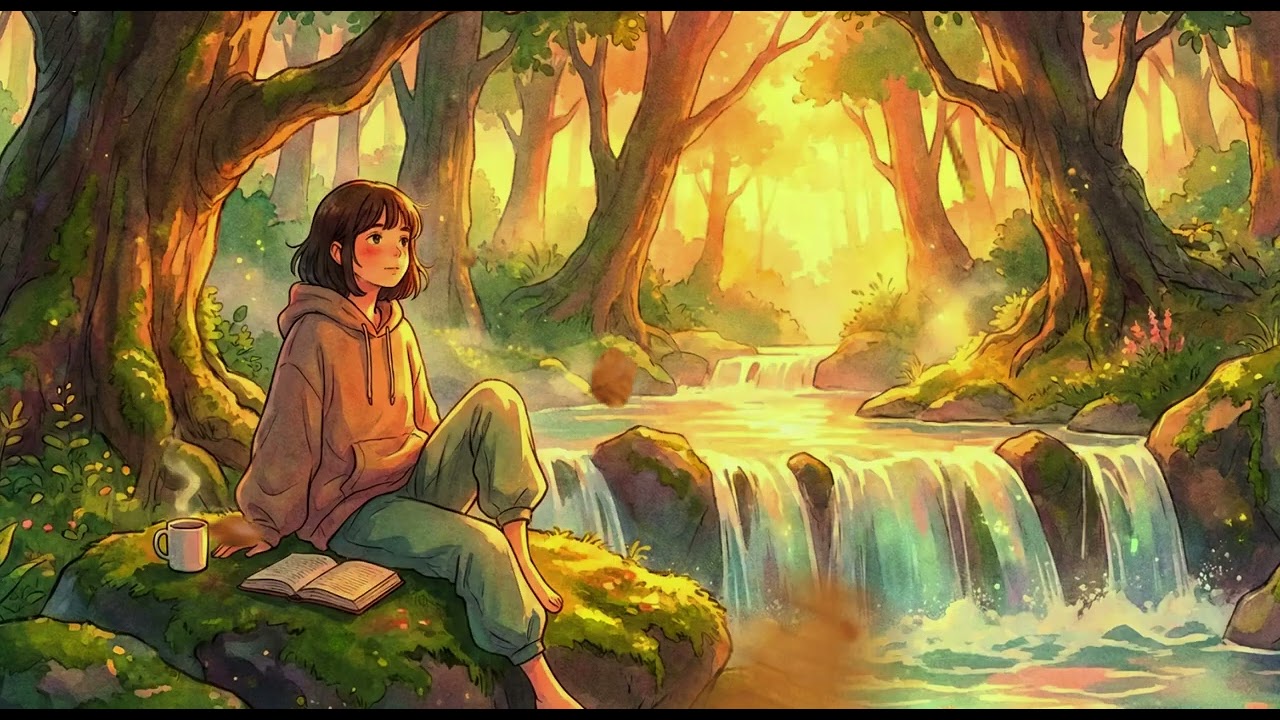 Moments of Relaxation and Tranquility by the Waterfall