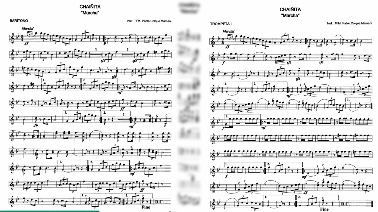 CHAIÑITA - Marcha militar de BOLIVIA (Partituras para Bandas)