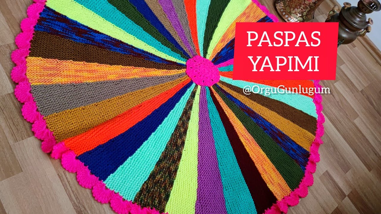 ŞİŞLE YUVARLAK PASPAS YAPIMI✅ÇARKIFELEK KOLAY PASPAS YAPIMI✅Easy Doormat✅Alfombra de Tejido Circular