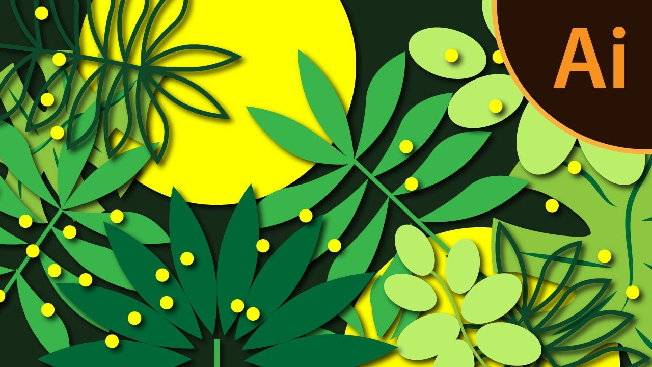 Tropical illustration for background with geometric shapes in Adobe Illustrator