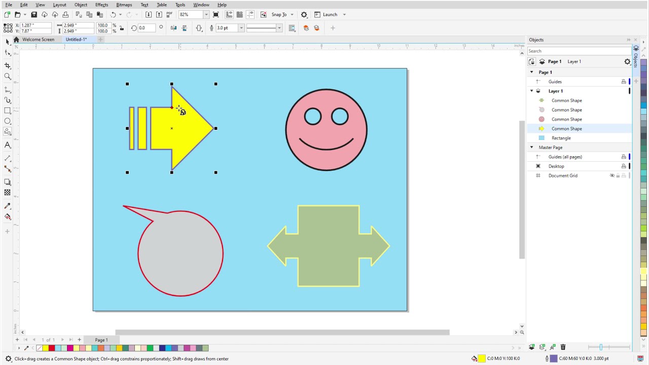 The Star, Spiral and Common Shapes Tools in CorelDRAW