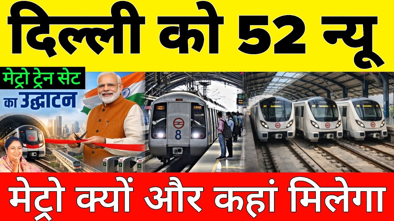 Why will Delhi receive 52 new metro trains, and on which lines?