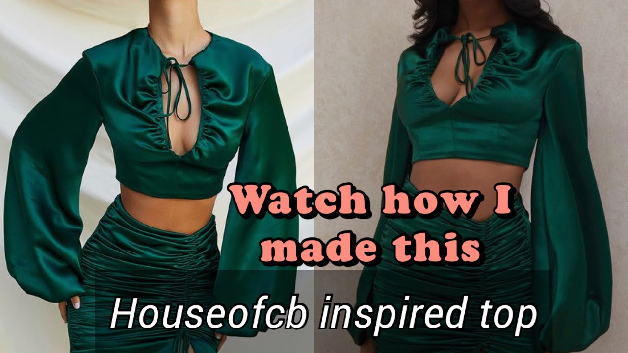 How to make a crop top with bishop sleeves | diy satin top | houseofcb/ Pinterest inspired top