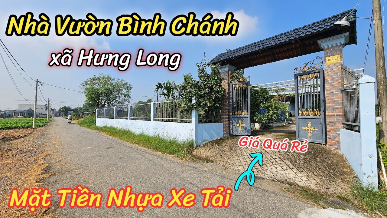 Sở Hữu Nhà Vườn Bình Chánh Giá Rẻ Có 300m2 Thổ Cư | Mặt Tiền Nhựa Gần Chợ Hưng Long