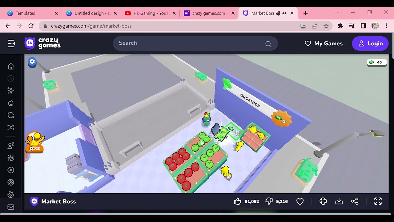 playing crazy games market boss!